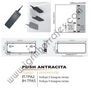 Tope push para puertas color antracita